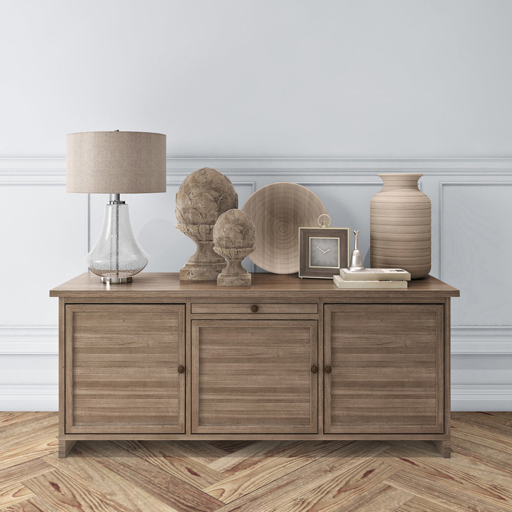 Hudson & Canal - Lagos 23in Tall Table Lamp with Fabric Shade in Seeded Glass/Polished Nickel/Flax - TL0101