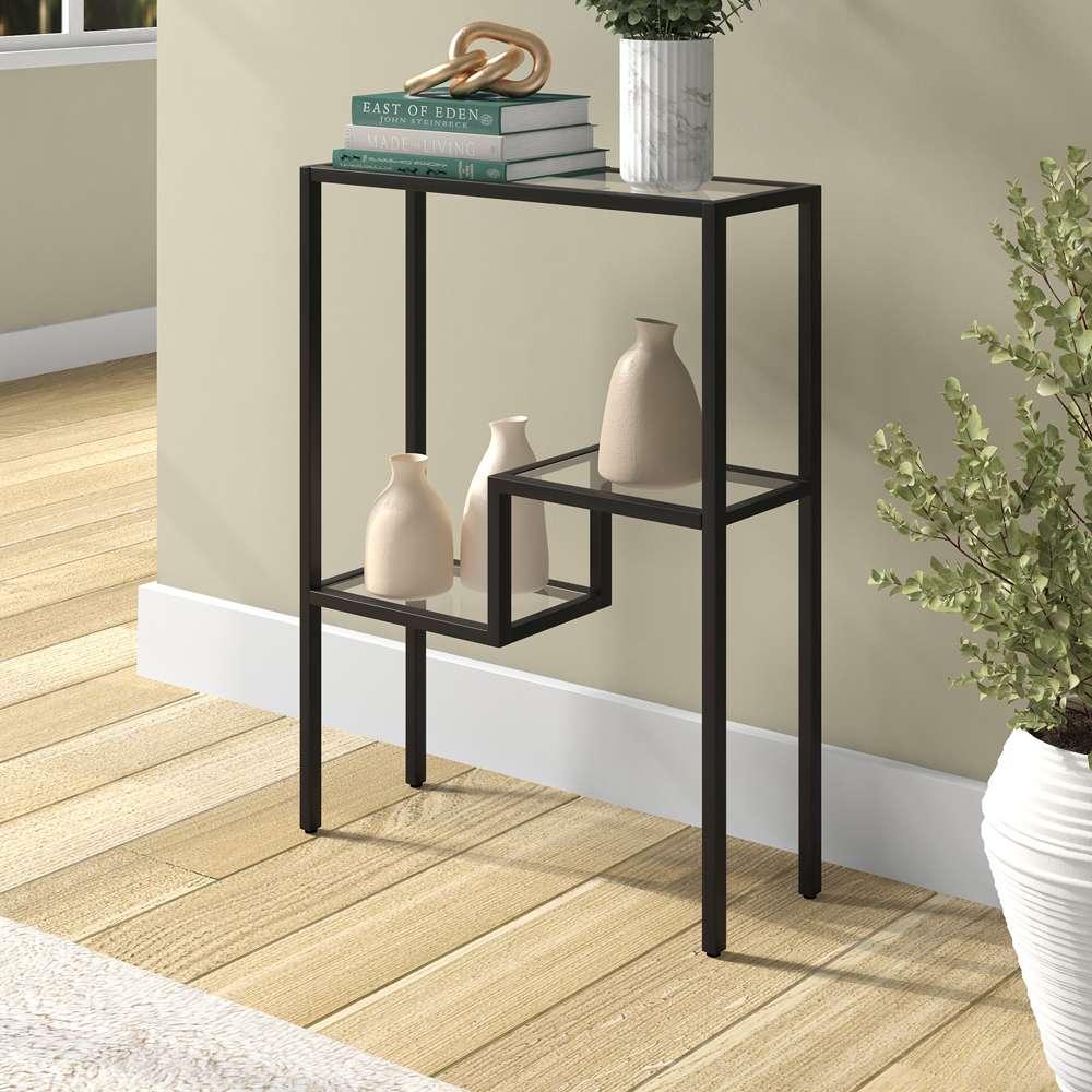 Hudson & Canal - Lovett 22in Wide Rectangular Console Table in Blackened Bronze - AT1703 veiw 2
