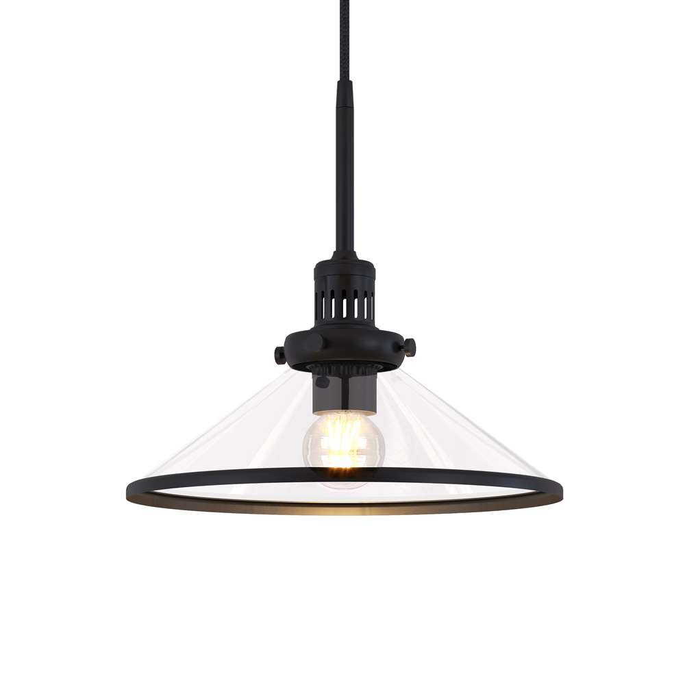 Hudson & Canal - Milo 12.25in Wide Pendant with Glass Shade in Blackened Bronze/Clear - PD0336 veiw 4