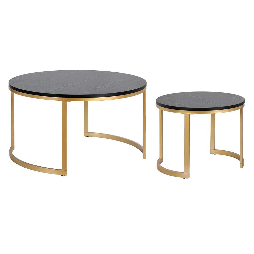 Hudson & Canal - Mitera Round Nested Coffee Table with MDF Top in Brass/Black Grain - CT1900 veiw 3