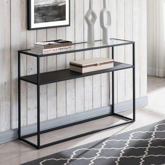Hudson & Canal - Nellie 42in Wide Rectangular Console Table with Metal Shelf in Blackened Bronze - AT0573 veiw 2
