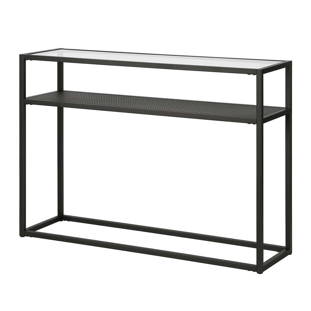 Hudson & Canal - Nellie 42in Wide Rectangular Console Table with Metal Mesh Shelf in Blackened Bronze - AT0415 veiw 4