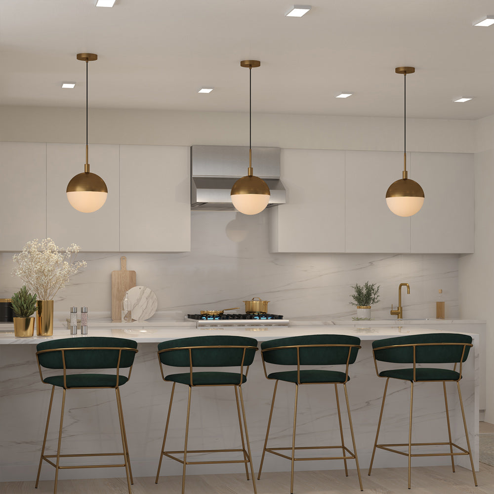 Hudson & Canal - Orb 10in Wide Large Pendant with Glass Shade in Brass/White Milk - PD0333