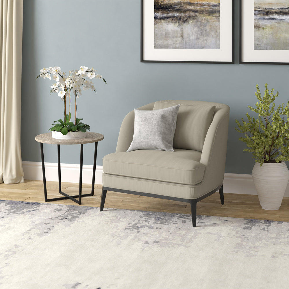 Hudson & Canal - Pivetta 22in Wide Round Side Table with MDF Top in Blackened Bronze/Antiqued Gray Oak - ST1668