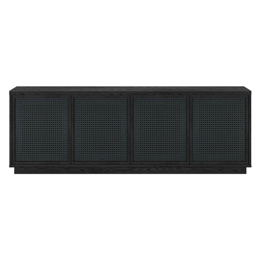 Hudson & Canal - Pryce Rectangular TV Stand for TVs up to 78in in Black Grain/Black Rattan - TV2244 veiw 2