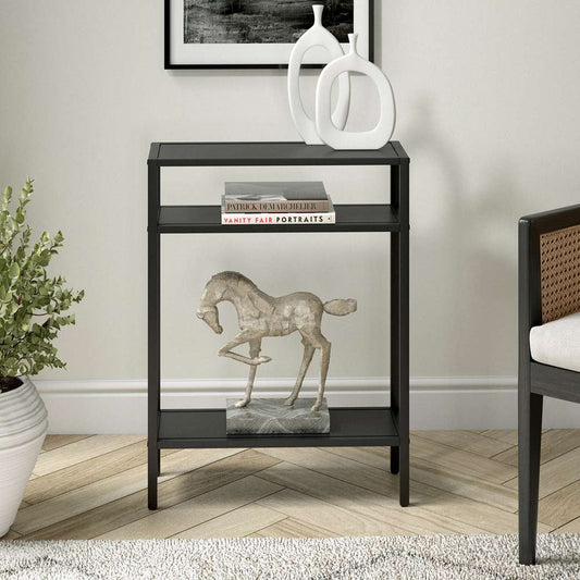 Hudson & Canal - Ricardo 22in Wide Rectangular Console Table with Metal Shelves in Blackened Bronze - AT1170 veiw 2