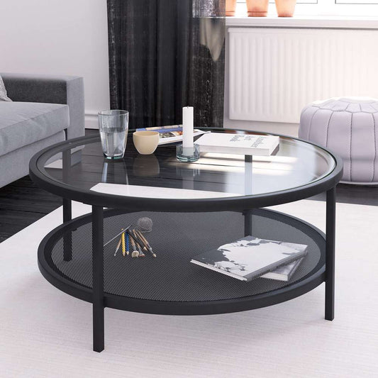 Hudson & Canal - Rigan 36in Wide Round Coffee Table in Blackened Bronze - CT0131 veiw 2