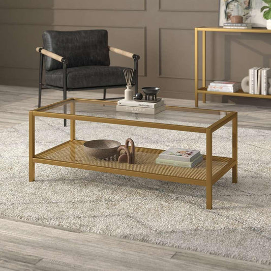 Hudson & Canal - Rigan 45in Wide Rectangular Coffee Table in Brass - CT0174 veiw 2