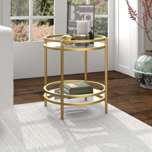 Hudson & Canal - Robillard 20in Wide Round Side Table in Brass - ST1199 veiw 2
