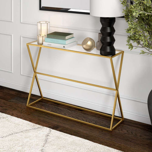 Hudson & Canal - Sabrina 45in Wide Rectangular Console Table in Brass - AT0934 veiw 2