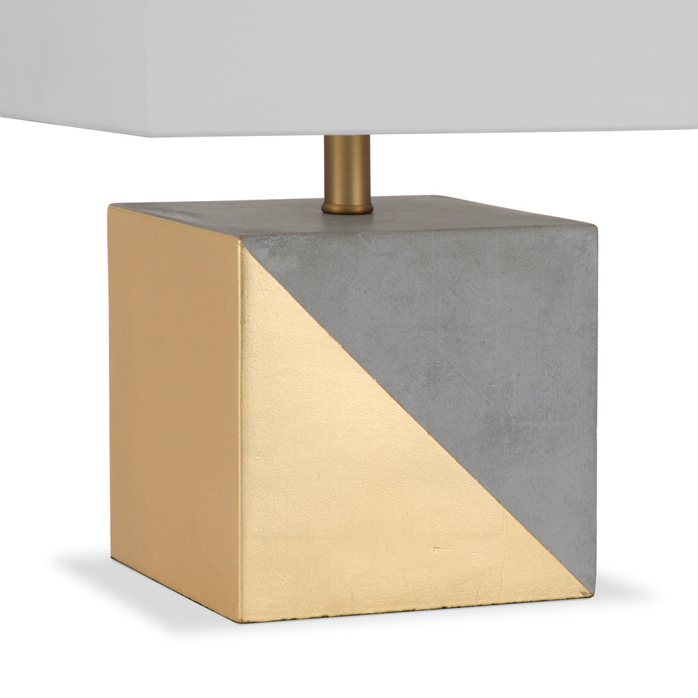 Hudson & Canal - Severin 18.5in Tall Gold-Dipped Concrete Table Lamp with Fabric Shade in Gold and Concrete/White - TL0029