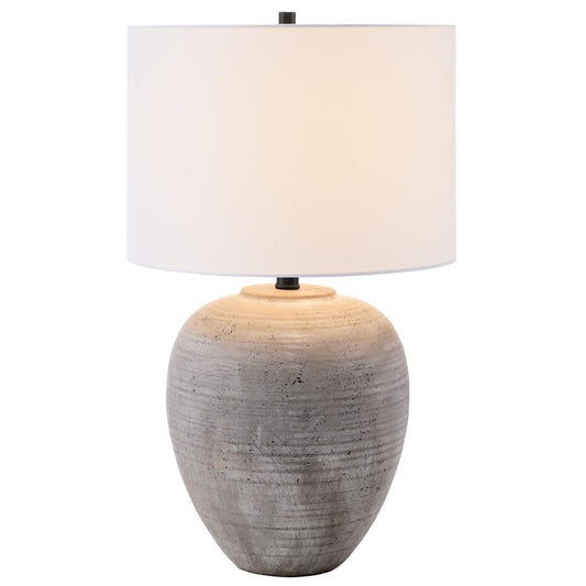 Hudson & Canal - Shira 23in Tall Ceramic Table Lamp with Fabric Shade in Cool Terracotta/White - TL2348 veiw 2