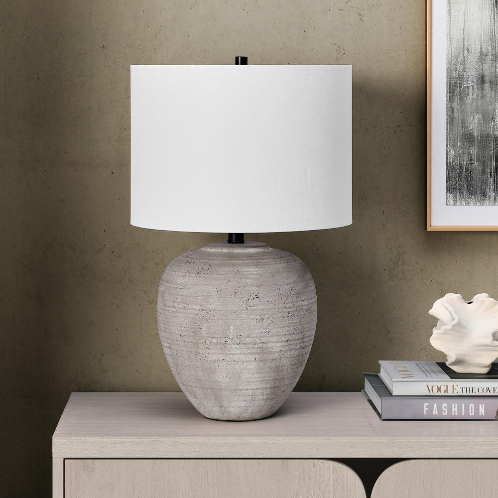 Hudson & Canal - Shira 23in Tall Ceramic Table Lamp with Fabric Shade in Cool Terracotta/White - TL2348 veiw 4