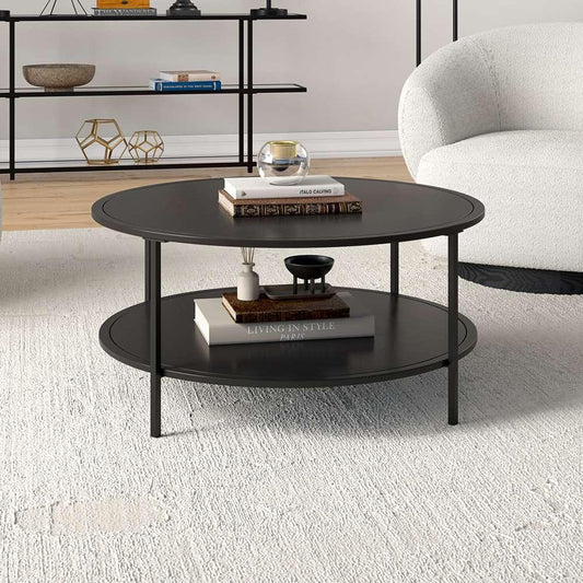 Hudson & Canal - Sivil 36 Wide Round Coffee Table with Metal Top in Blackened Bronze - CT1834 veiw 2