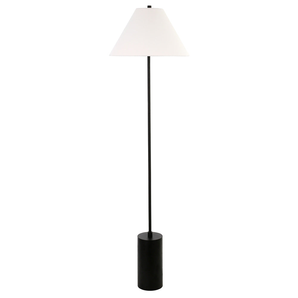 Hudson & Canal - Somerset 64in Tall Floor Lamp with Fabric Shade in Blackened Bronze/White - FL0732