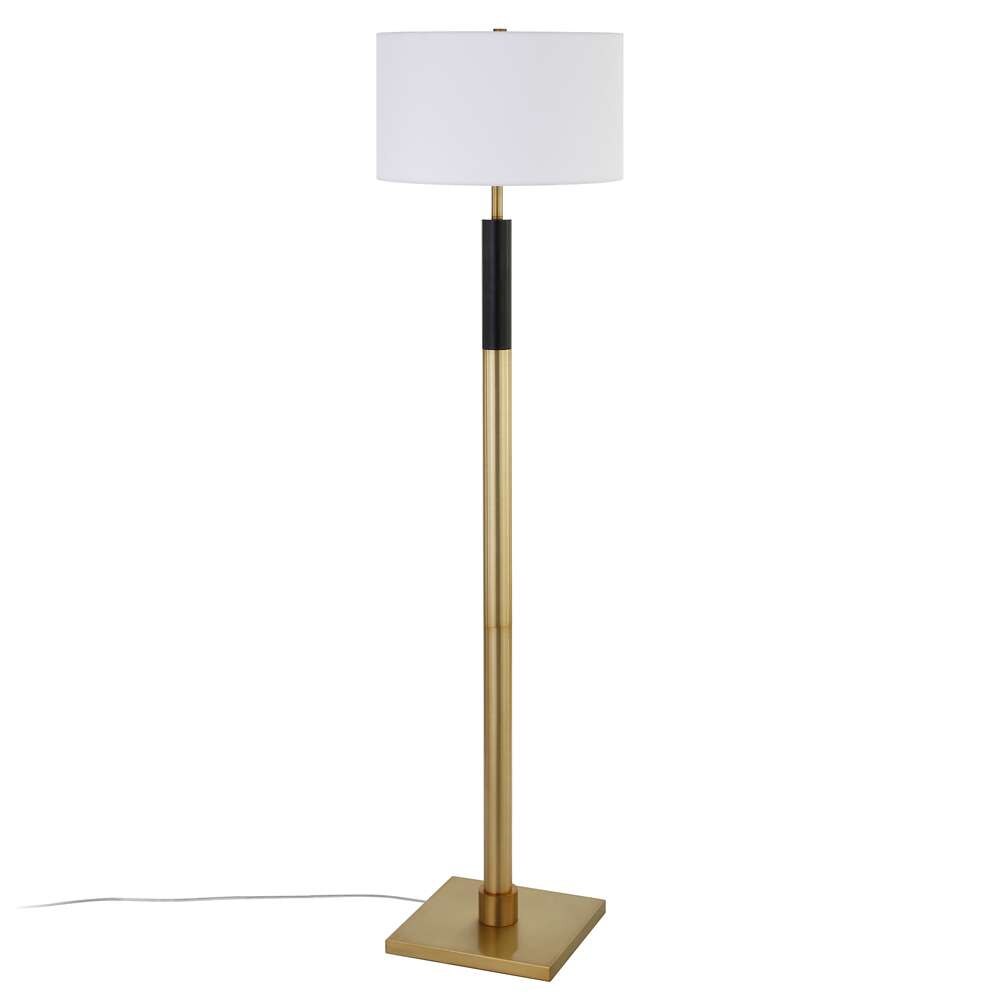 Hudson & Canal - Teagan Two-Tone Floor Lamp with Fabric Shade in Brass/Black/White - FL0729 veiw 3