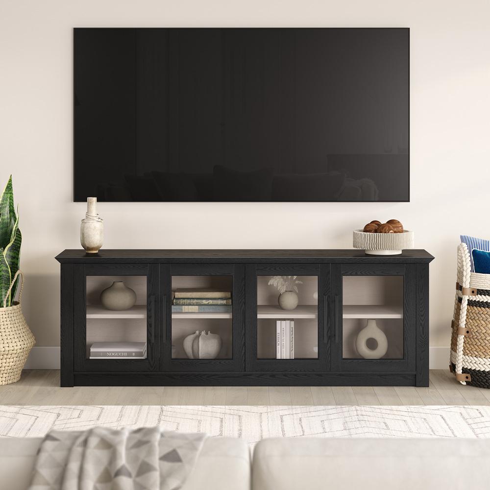 Hudson & Canal - Thornwell Rectangular TV Stand for TVs up to 78in with Glass Doors in Black Grain/Alder White - TV2300 veiw 4