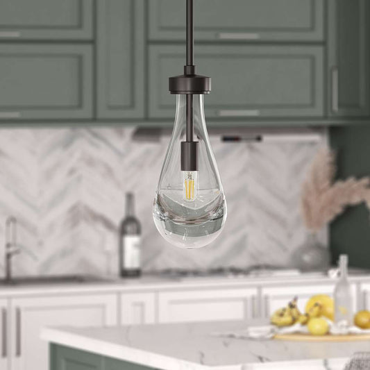 Hudson & Canal - Twyla 5in Wide Pendant with Glass Shade in Blackened Bronze/Clear - PD1829 veiw 2