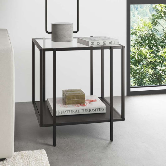 Hudson & Canal - Vireo 20in Wide Square Side Table with Metal Shelf in Blackened Bronze - ST1061 veiw 2