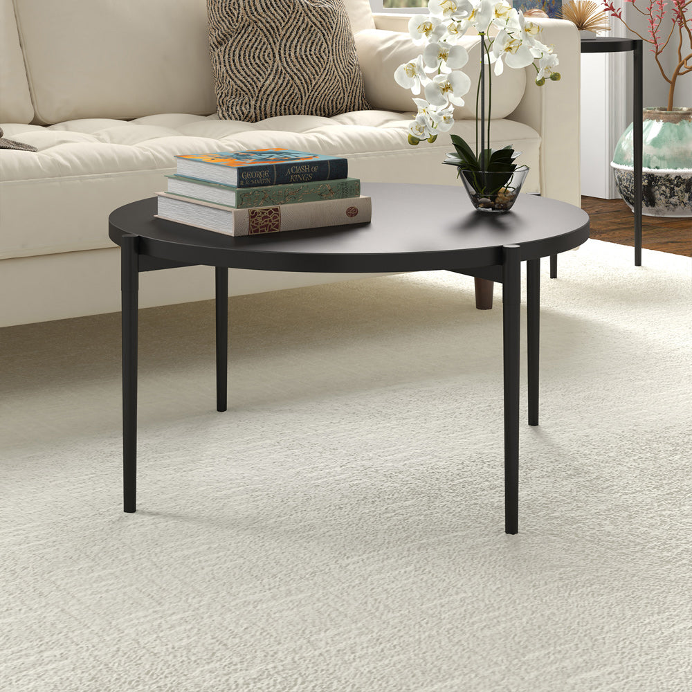 Hudson & Canal - Wayne Round Coffee Table in Blackened Bronze - CT1819