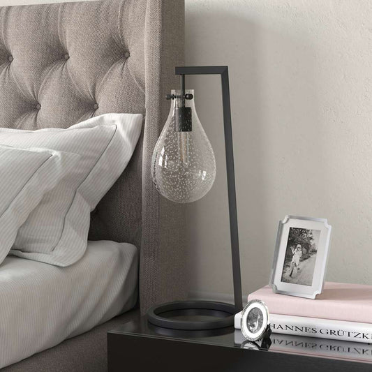Hudson & Canal - Weston 25in Tall Table Lamp with Glass Shade in Blackened Bronze/Seeded - TL0217 veiw 2