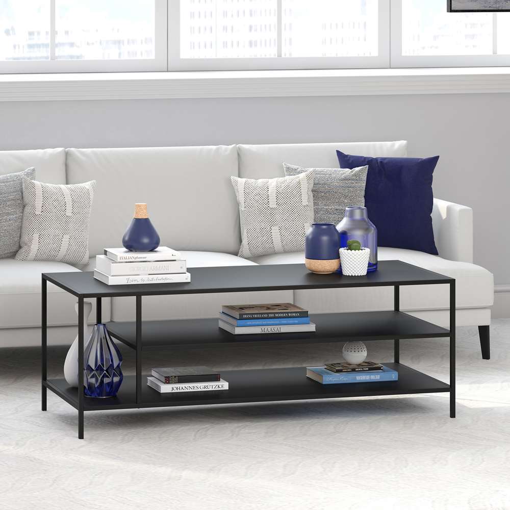 Hudson & Canal - Winthrop 46in Wide Rectangular Coffee Table with Metal Top in Blackened Bronze - CT0384 veiw 2