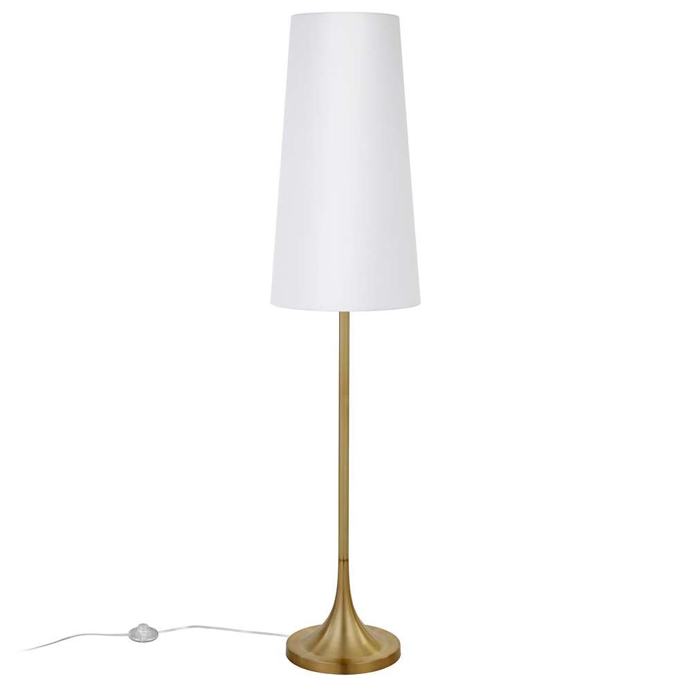 Hudson & Canal - Yana 60in Tall Floor Lamp with Fabric Shade in Brass/White - FL0657 veiw 3