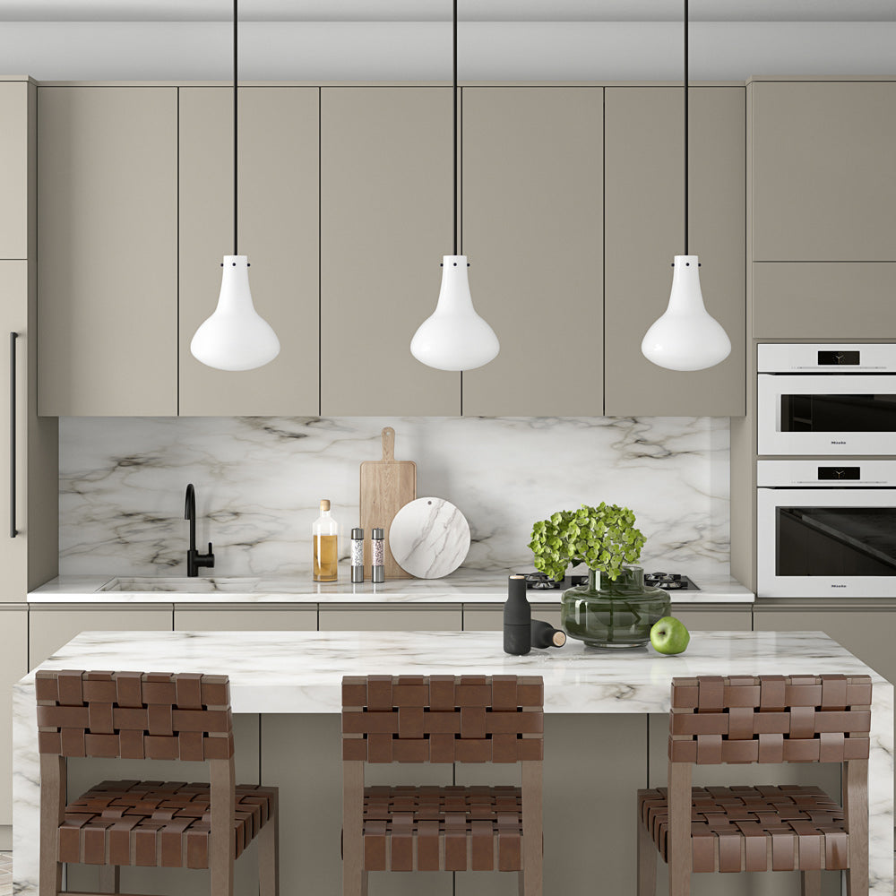 Hudson & Canal - Yuri 11.75in Wide Pendant with Glass Shade in Blackened Bronze/White Milk - PD1461