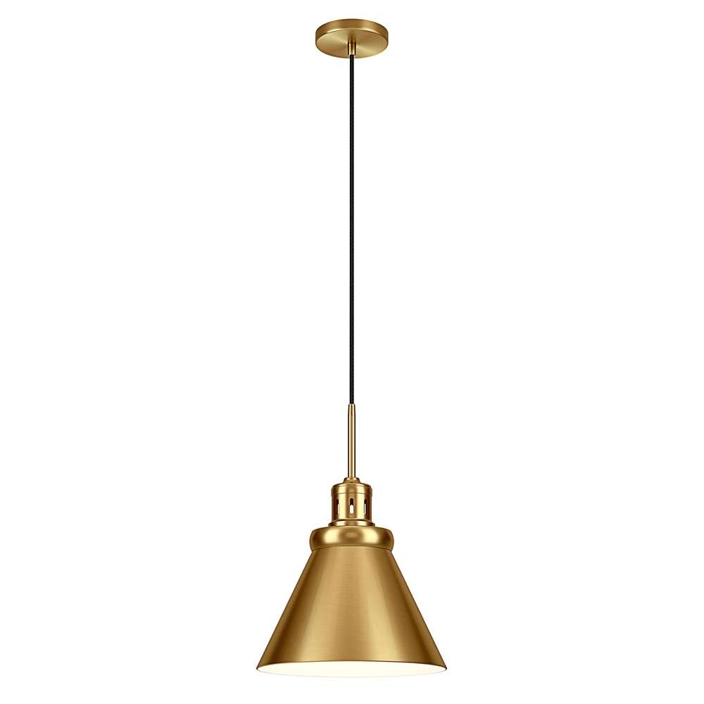 Hudson & Canal - Zeno 12in Wide Pendant with Metal Shade in Brushed Brass/Brushed Brass - PD1658 veiw 3