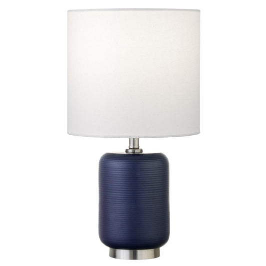 Hudson & Canal - Lambert 15" Tall Ceramic Table Lamp with Fabric Shade in Navy/Brushed Nickel/White - ML1643 view 2