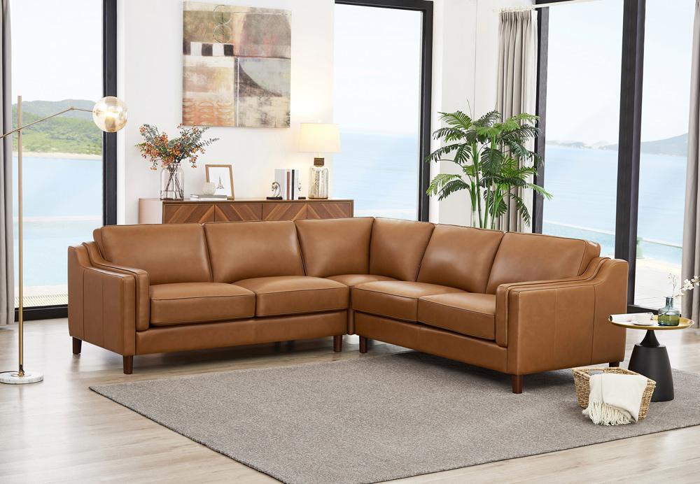 Hydeline - Bella 3-Piece Sectional in Cognac - 6932-SECT3-LS2523 veiw 2