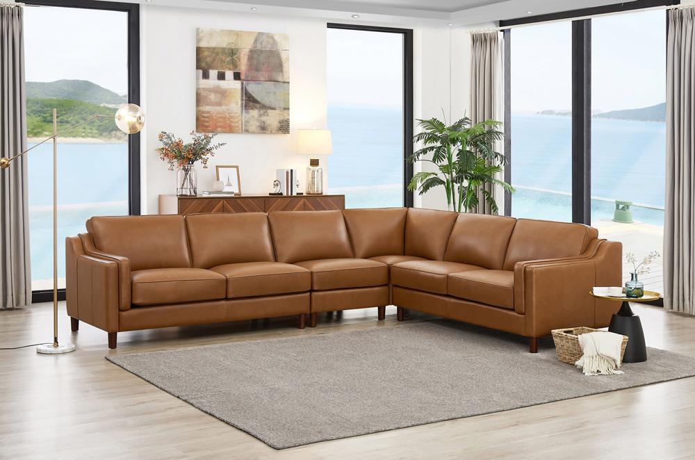 Hydeline - Bella 4-Piece Sectional in Cognac - 6932-SECT4-LS2523 veiw 3