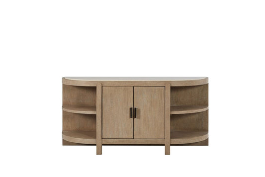 I Home Furnishings - Elements Curved 2-Door Console Table w/ Marble Top - Toffee - 3262-014 view 2