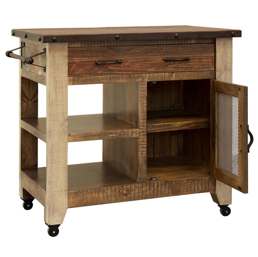 IFD - Antique Multicolor 1 Drawer, 1 Mesh Door Kitchen Island - Antique Multicolor Finish - IFD9671KSL view 2