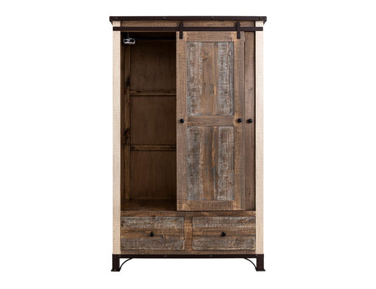 IFD - Antique Multicolor 2 Drawer, 1 Sliding door, 1 Mirror Door Armoire - IFD966ARMOIRE view 2