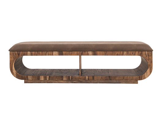 IFD - Balam - Upholstered Seat Bench with Two Open Shelves - IFD4223BEN view 2