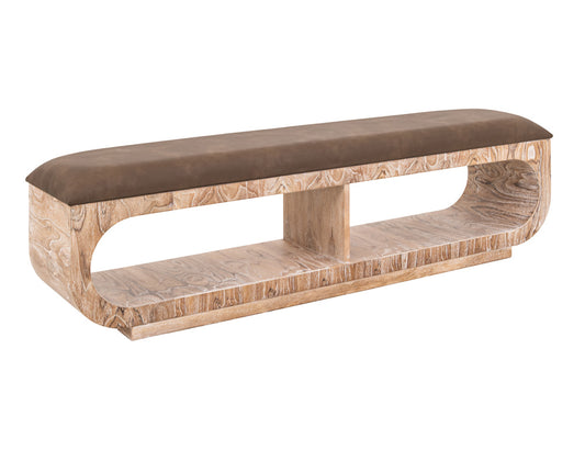IFD - Balam - Upholstered Seat Bench with Two Open Shelves - IFD4323BEN view 2