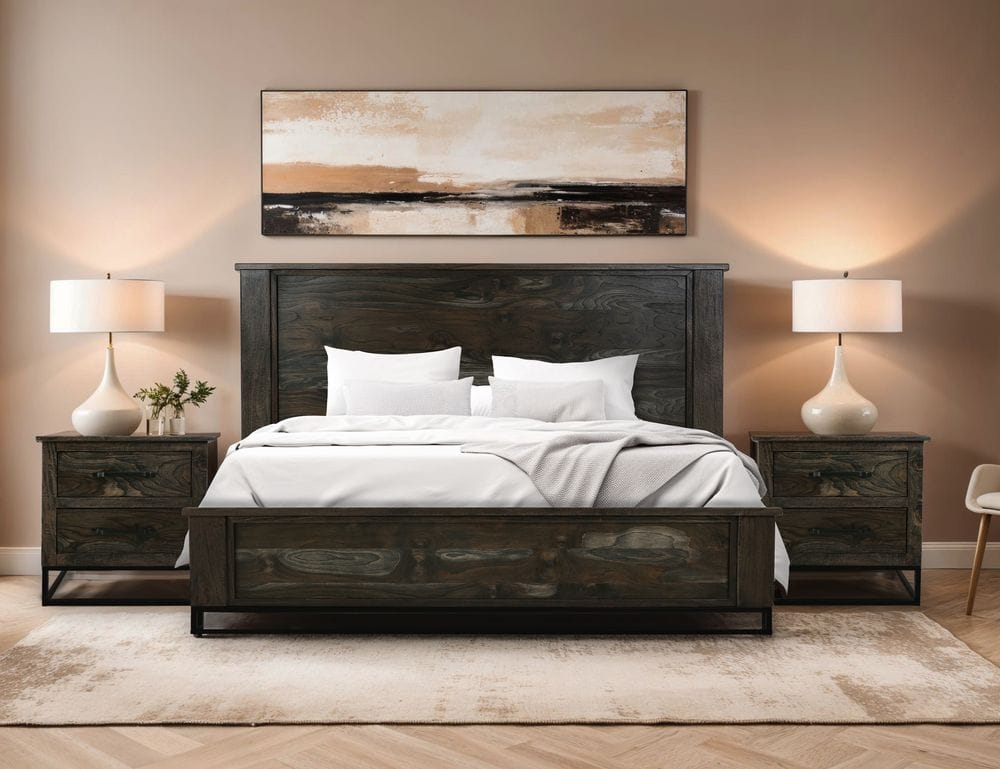 IFD - Dark Teak - Queen Bed in Oil Black - IFD1371BEDQE view 6