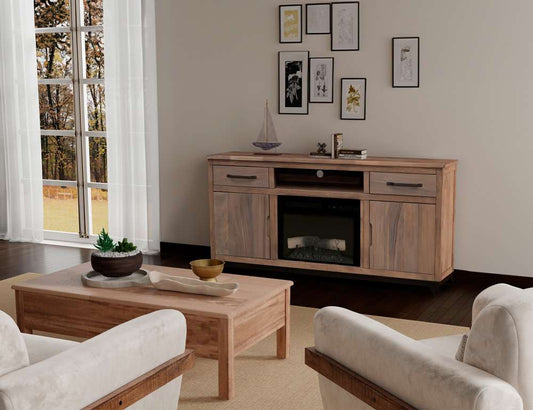 IFD - Natural Parota - 2 Drawer, 2 Door TV Stand & Electric Fireplace 26in - IFD-EFP26_IFD8681EFP70 veiw 2