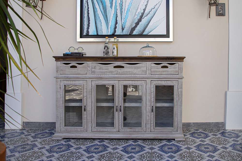 IFD - Gray Console 3 Drawers 4 Doors - IFD7001CNS veiw 2
