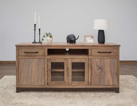 IFD - Natural Parota - 2 Drawers, 2 Door 2 Glass Door, 70in TV Stand - IFD8681STN70 veiw 2
