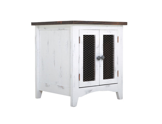 IFD - Pueblo White 2 Mesh Doors End Table - IFD360END-W view 2