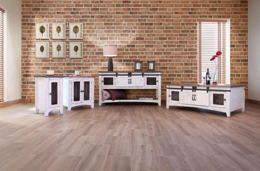 IFD - Pueblo White 2 Sliding Doors Cocktail Table, 2 Mesh Doors on each side - IFD360CKTL-W veiw 2