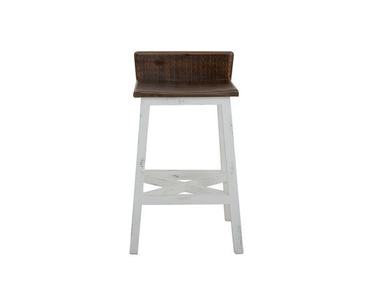 IFD - Pueblo White 24inStool-with Wooden Seat & Base-White Finish - IFD360BS24-W view 2