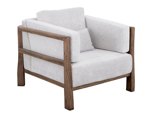 IFD - Roots - Wooden Frame & Base, Armchair - White Faux Leather - IUP673-ACH-184 view 2