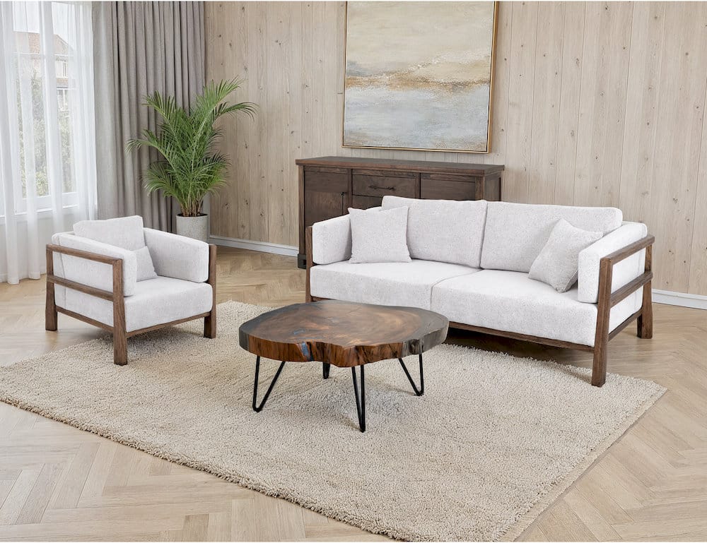 IFD - Roots - Wooden Frame, Upholstered Loveseat - White Faux Leather - IUP673-LOV-184 view 3