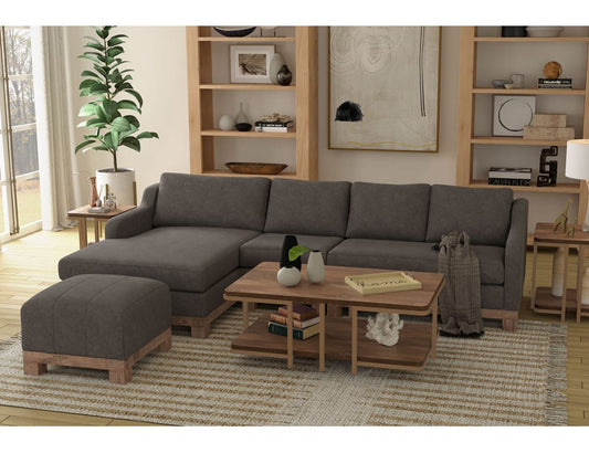 IFD - Samba - Wooden Frame & Base, Upholstered Square Ottoman - Gray - IUP298-OTT-121 view 2
