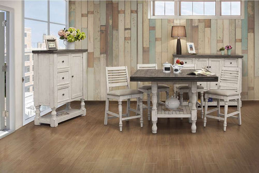 IFD - Stone 24in Barstool w/ Turned Legs & Fabric Seat (Set of 2) - IFD4680BST24 veiw 2