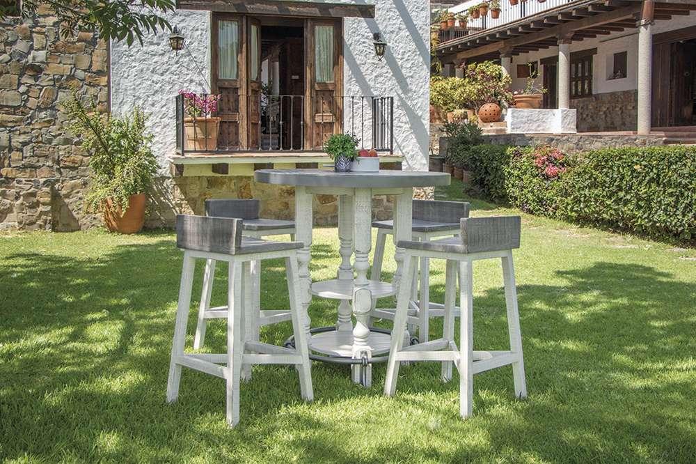IFD - Stone 30in Stool - w/Wooden Seat & Base - Stone Finish (Set of 2) - IFD470BS30 veiw 2