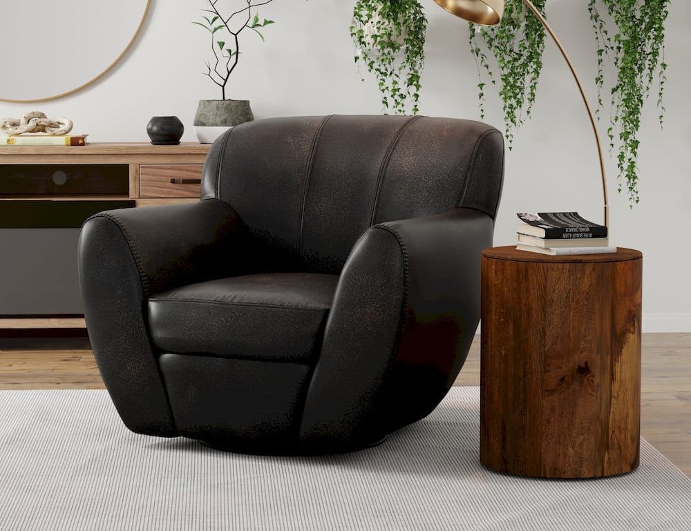 IFD - Tamesis - Wooden Frame & Metal Base, 360 Degree Swivel Accent Chair - Black - IUP222-ACH-216 view 4